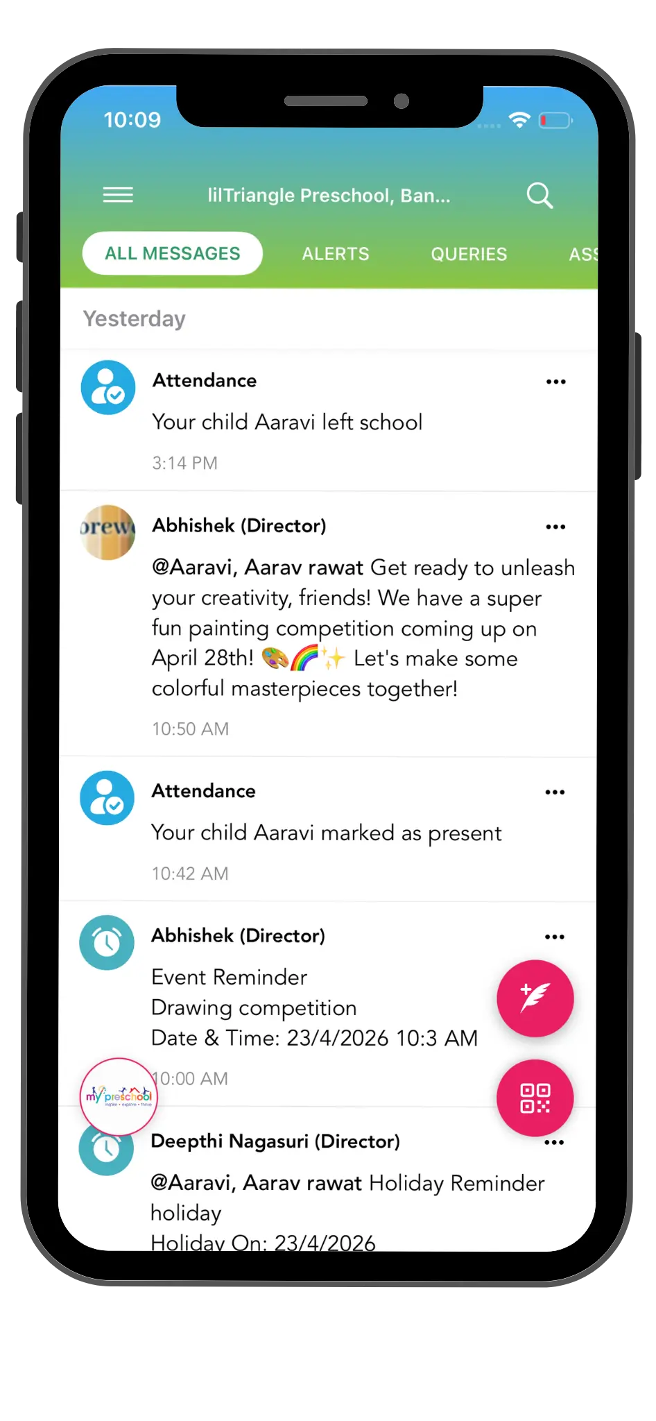 communication screen on mobile