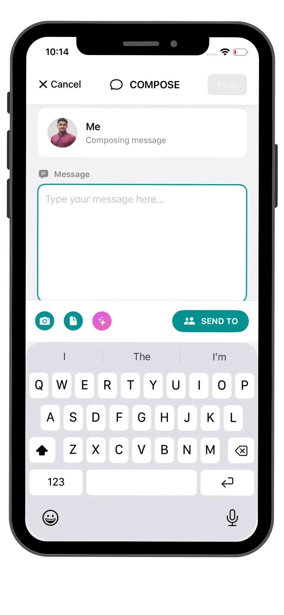 compose message screen on mobile