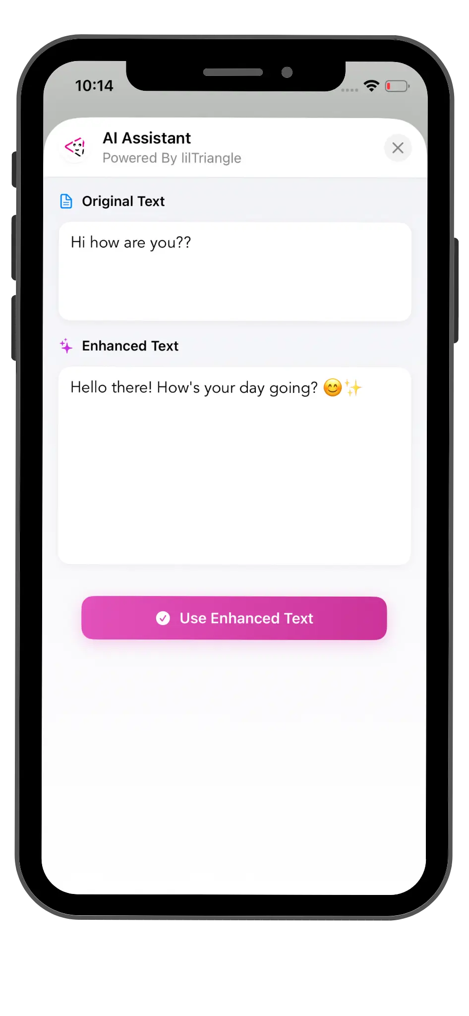 text beautification screen on mobile
