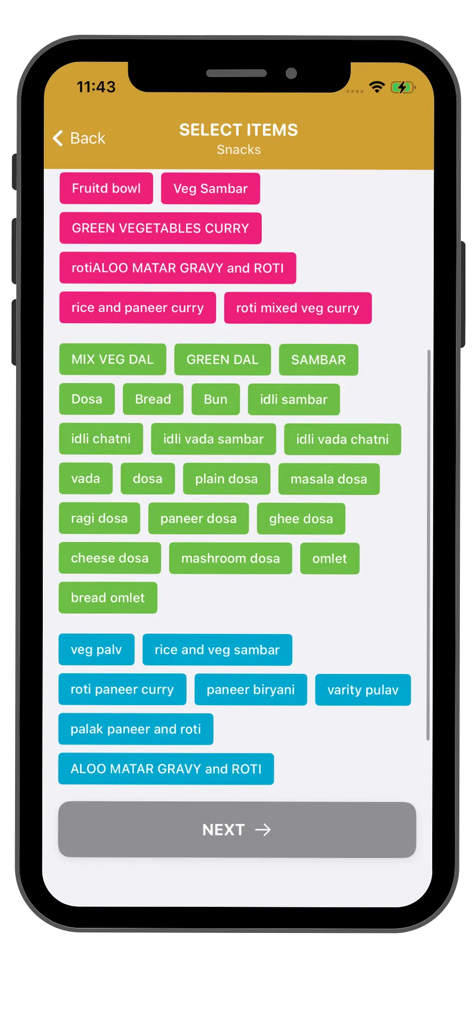selecting items
