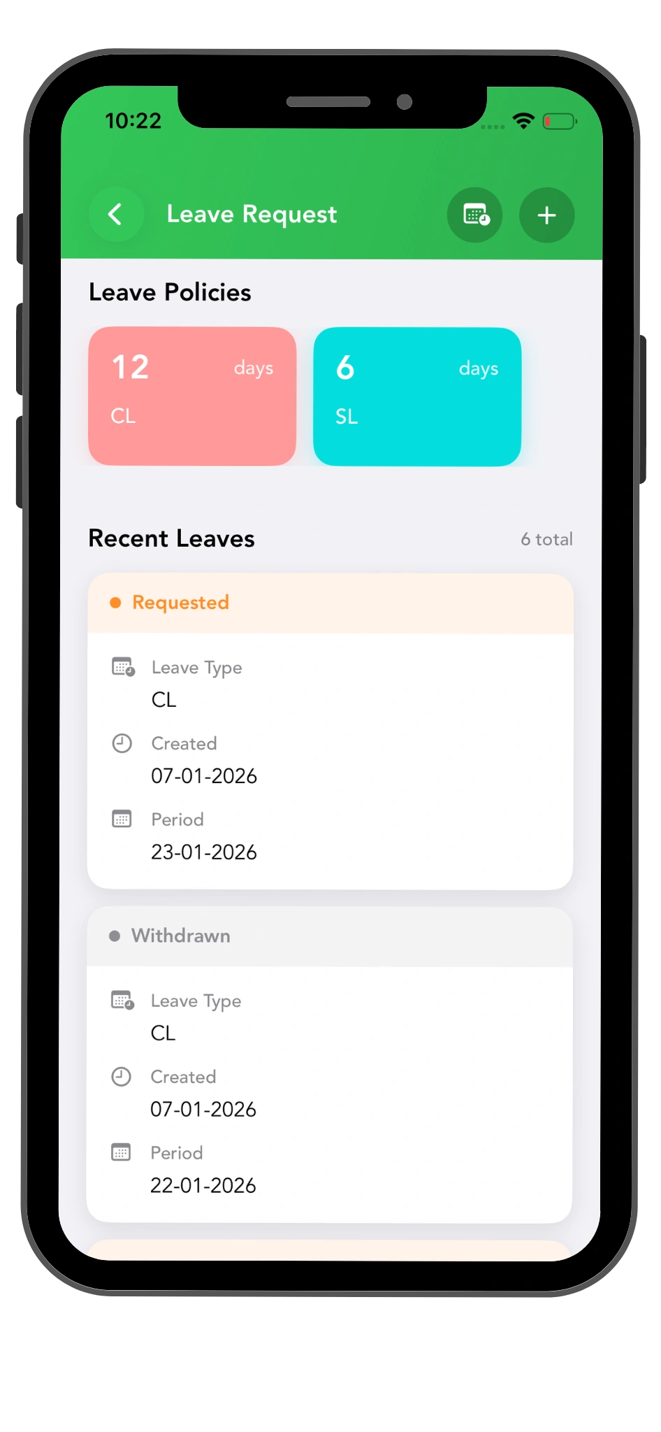 lilTriangle staff leave management on mobile