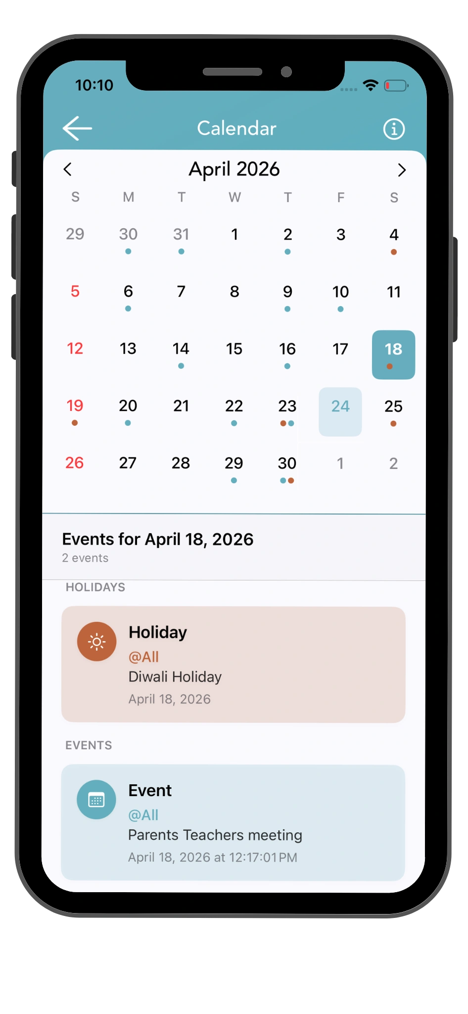 lilTriangle calendar screen