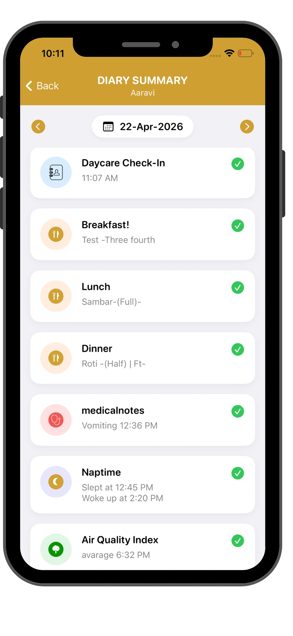 lilTriangle daycare management screen